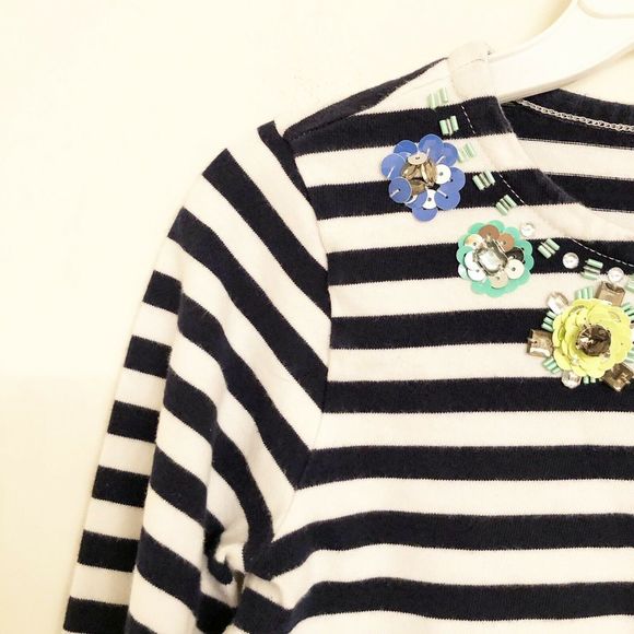 Crewcuts by J. Crew Stripe Top w/Jeweled Neckline size 12 - Picture 5 of 7